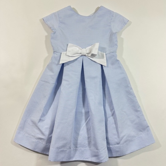 Florence Eiseman A Line Textured Stripe Dress Blue White - Picture 1 of 6